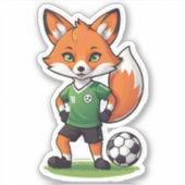 Sticker Joli Red Fox Jouer au football (Devant)