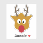 Sticker Joli renne avec nez rouge Noël (Feuille)