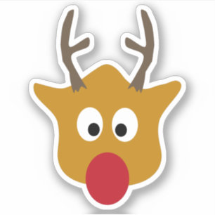 Sticker Joli renne avec nez rouge Noël