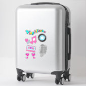 Sticker Joli Retro Style Musique Dessin Amusant (Sur valise)
