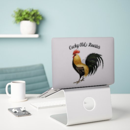Sticker Joli Rooster Fière (Ordinateur portable sur le bureau)