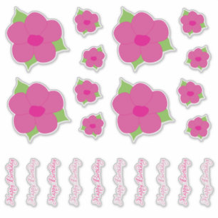 Sticker Joli rose joyeux décors de fleurs d'anniversaire