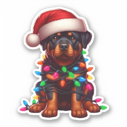 Sticker Joli Rottweiler de Noël (Devant)