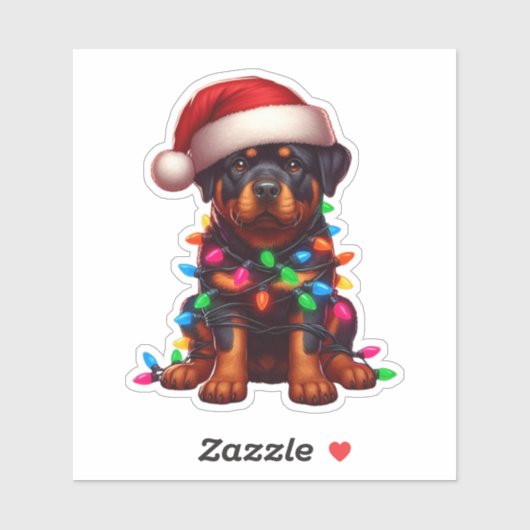 Sticker Joli Rottweiler de Noël (Feuille)