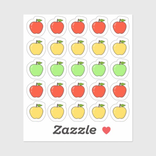 Sticker Joli Rouge Jaune Vert Pommes Icon Mini Planner (Feuille)