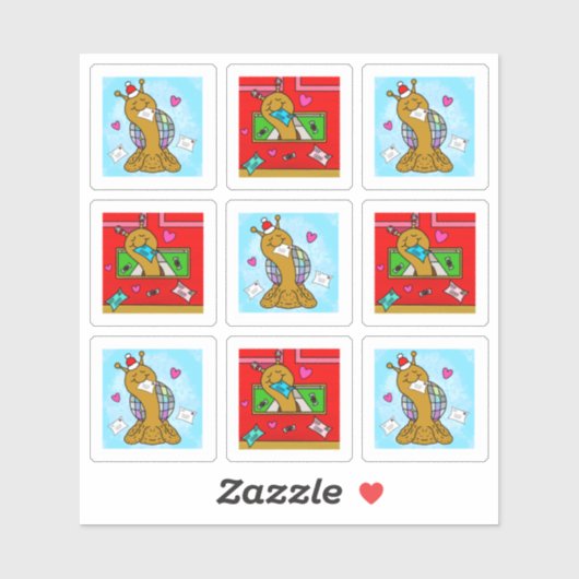 Sticker Joli Snail Christmas Mail Petite série d'art (Feuille)