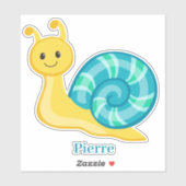 Sticker Joli sourire jaune turquoise bleu vert escargot (Feuille)