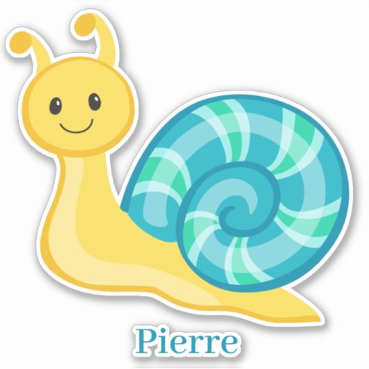 Sticker Joli sourire jaune turquoise bleu vert escargot (Devant)