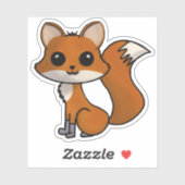 Sticker Joli style Red Fox Kawaii (Feuille)