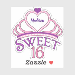 Sticker Joli Sweet sixteen Anniversaire fille personnalisé