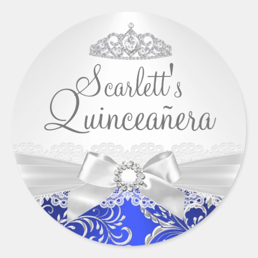 Sticker Joli Tiara & Bow Blue Quinceanera (Devant)