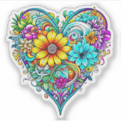 Sticker Joli Turquoise coeur floral pourpre | Saint-Valent (Devant)