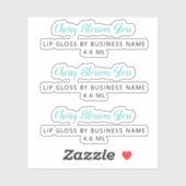 Sticker Joli Turquoise Script Clean Lip Gloss Maquillage (Feuille)