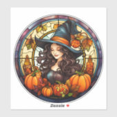 Sticker Joli verre d'automne sorcière (Feuille)