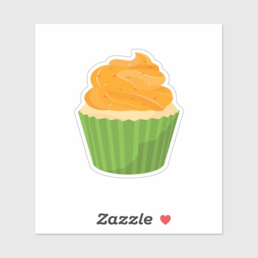 Sticker Joli Vert Parfums Décoré Cupcake (Feuille)