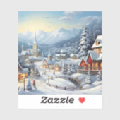 Sticker Joli village le jour de Noël (Feuille)