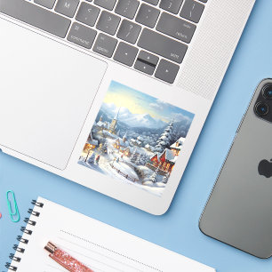 Sticker Joli village le jour de Noël