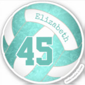 Sticker joli volley-ball féminin turquoise turquoise (Devant)