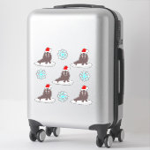 Sticker Joli Walrus de Noël et Snowflakes (Sur valise)