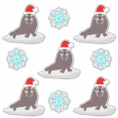 Sticker Joli Walrus de Noël et Snowflakes (Devant)