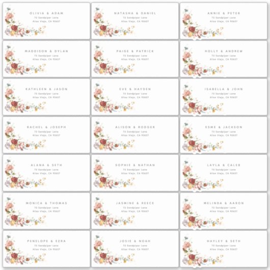 Sticker Jolie adresse pour invités florale aquarelle vinta (Devant)