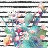 Sticker Jolie aquarelle Cactus Floral Black Stripes (Devant)