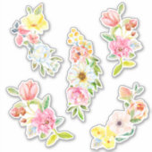 Sticker Jolie aquarelle Fleurs Pastel (Devant)