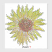 Sticker Jolie aquarelle Sunflower Art (Feuille)