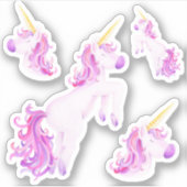 Sticker Jolie aquarelle unicorne rose violet art (Devant)