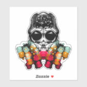 Sticker Jolie araignée d'automne avec chapeau goutte de ro (Feuille)