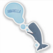 Sticker Jolie baleine à sperme soufflant bulles dessin (Devant)