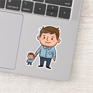 Sticker Jolie carte de papa et fils pour la fête des pères
