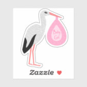 Sticker Jolie chatte rose bébé fille Stork (Feuille)