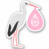 Sticker Jolie chatte rose bébé fille Stork (Devant)