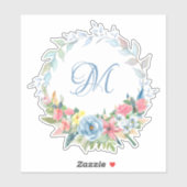 Sticker Jolie chemise florale aquarelle avec Monogramme (Feuille)