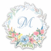 Sticker Jolie chemise florale aquarelle avec Monogramme (Devant)