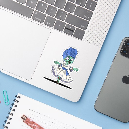 Sticker Jolie Cubaine Zombie (Ordinateur portable avec iPhone)