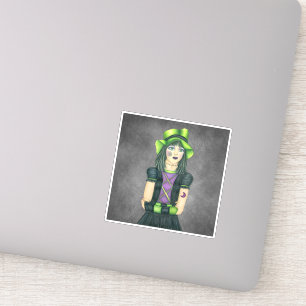 Sticker Jolie Éffrayante Halloween fille Casquette vert Ta