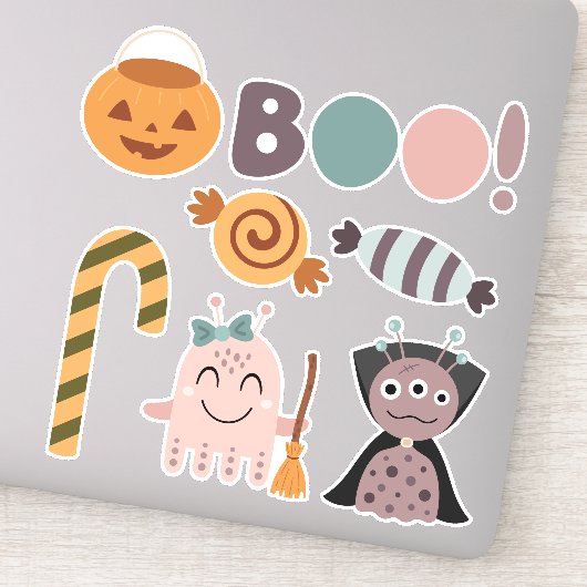 Sticker Jolie fête des monstres Halloween (Détail)