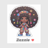 Sticker jolie fille afro (Feuille)