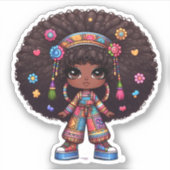 Sticker jolie fille afro (Devant)