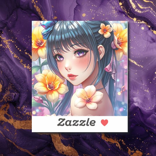 Sticker Jolie fille Anime aux yeux pourpres