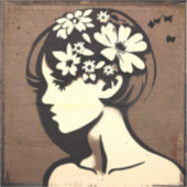 Sticker Jolie fille avec des fleurs dans ses cheveux Simpl (Recto)