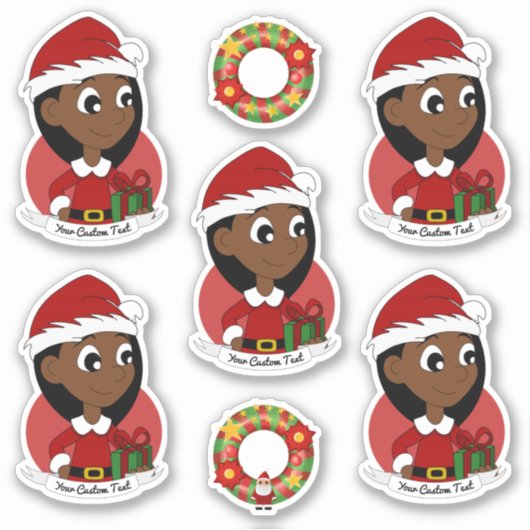 Sticker Jolie fille avec long cheveux noir dessin de vacan (Devant)