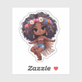 Sticker jolie fille de style boho (Feuille)