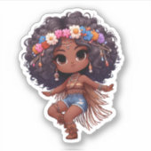Sticker jolie fille de style boho (Devant)