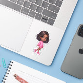 Sticker jolie fille rose noir chibi (Ordinateur portable avec iPhone)
