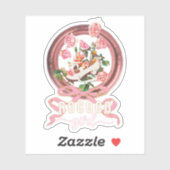Sticker Jolie Fille Rose Rococo Classique Chaussure Arc (Feuille)