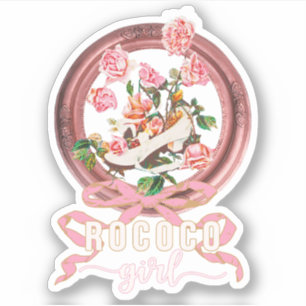 Sticker Jolie Fille Rose Rococo Classique Chaussure Arc