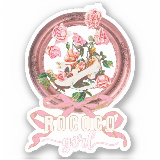 Sticker Jolie Fille Rose Rococo Classique Chaussure Arc (Devant)